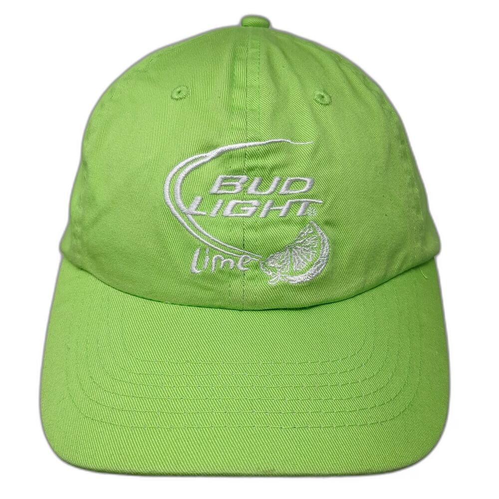 Bud Light Lime Green One Size Baseball Cap Hat Embroidered Cotton Strapback